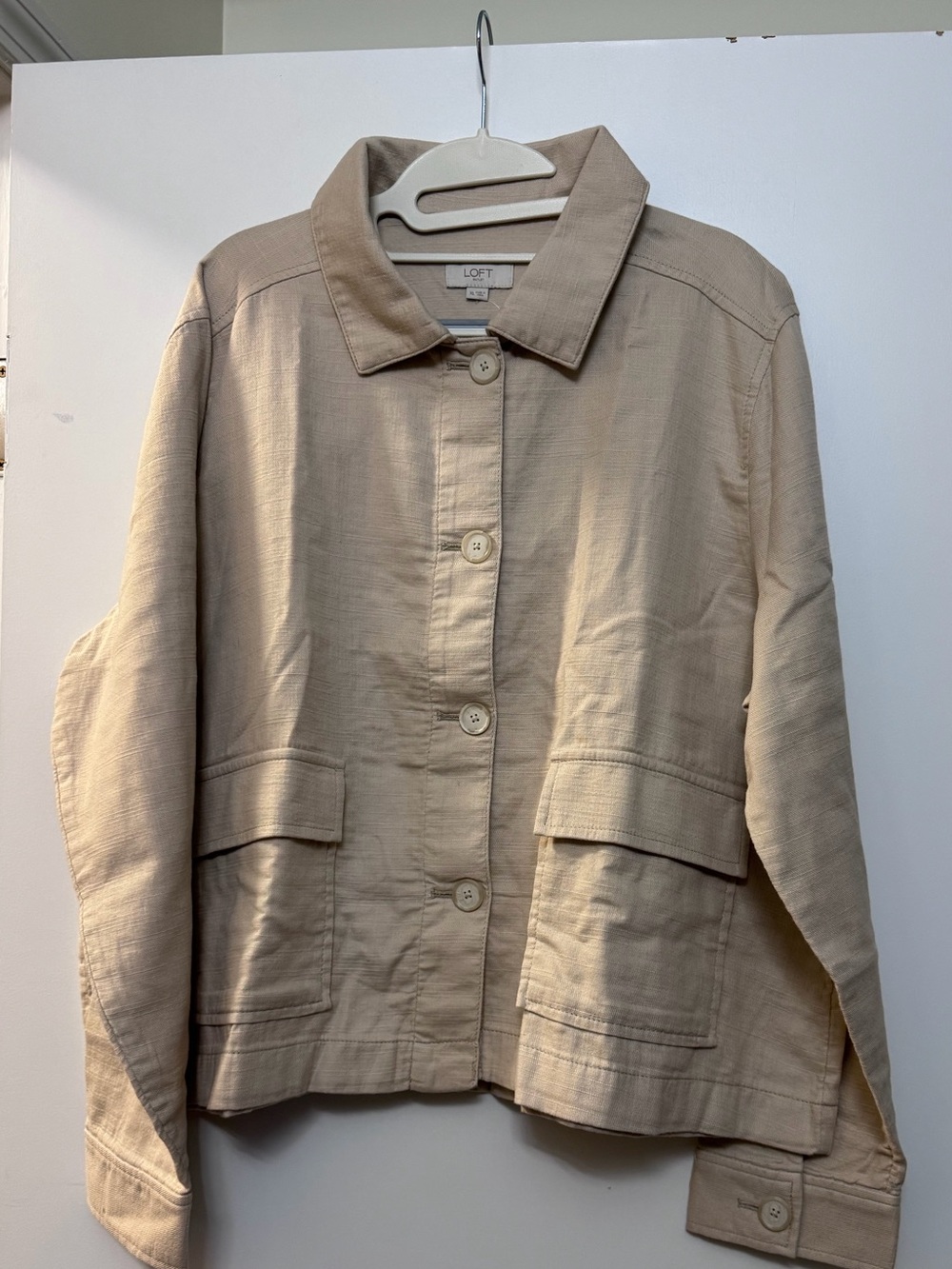 LOFT Outlet Neutral Tan Trench Coat with Classic Collar
